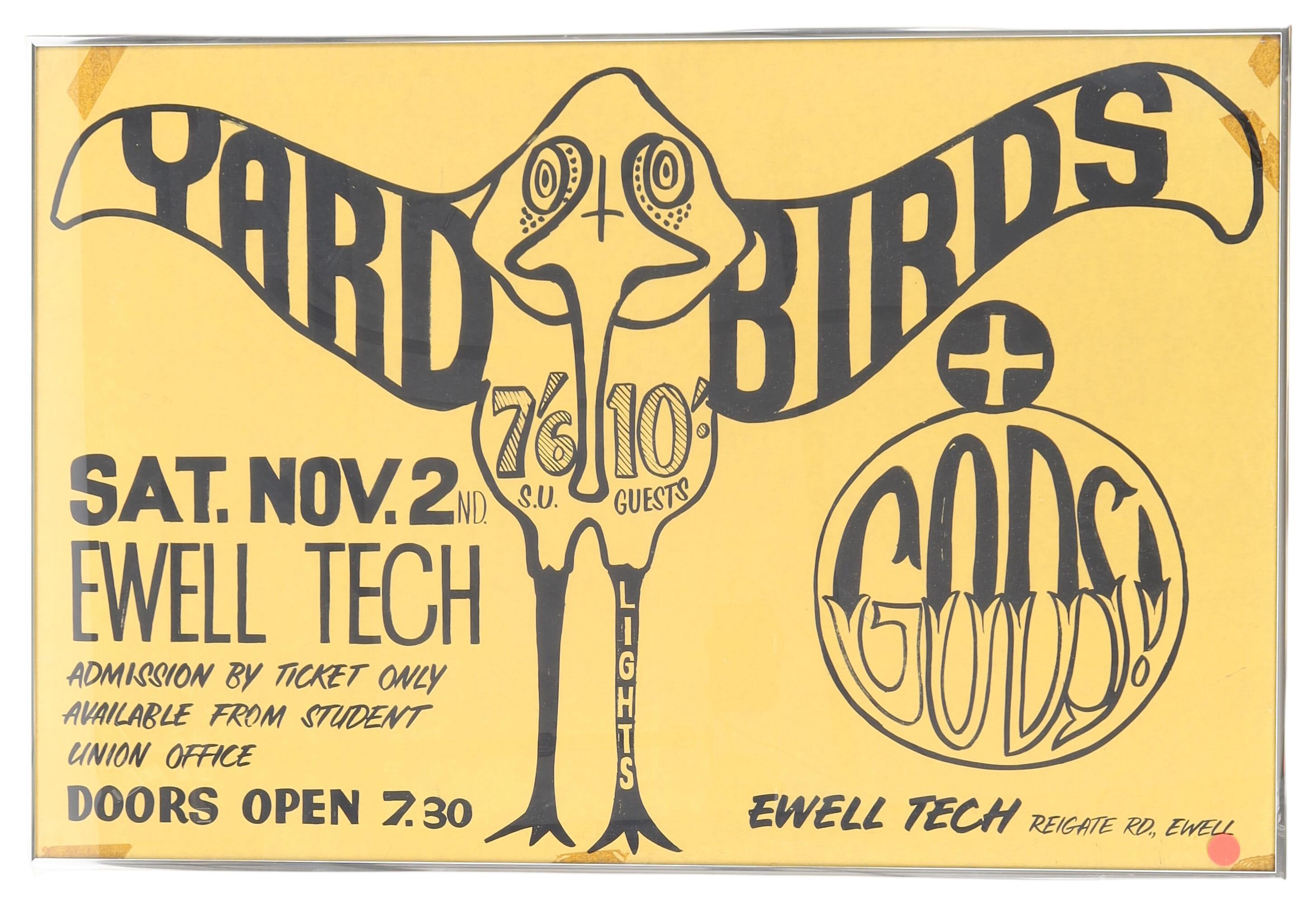 Rare Led Zeppelin 1968 Ewell Tech concert poster sold at Omega Auctions