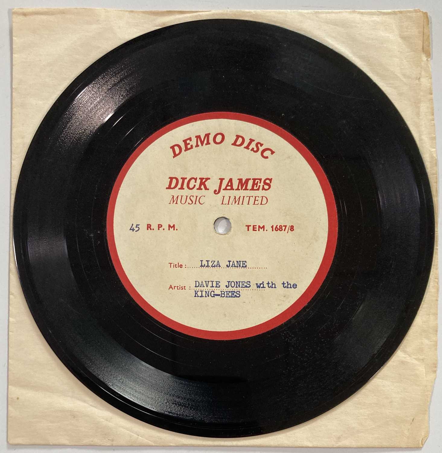Davie Jones with the King Bees Liza Jane Demo Acetate