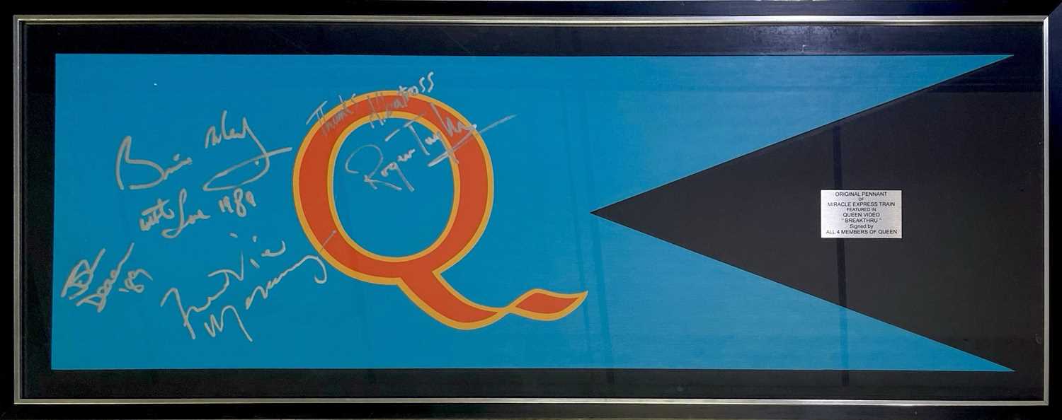 Breakthru Video Pennant Flag Fully Signed by Queen