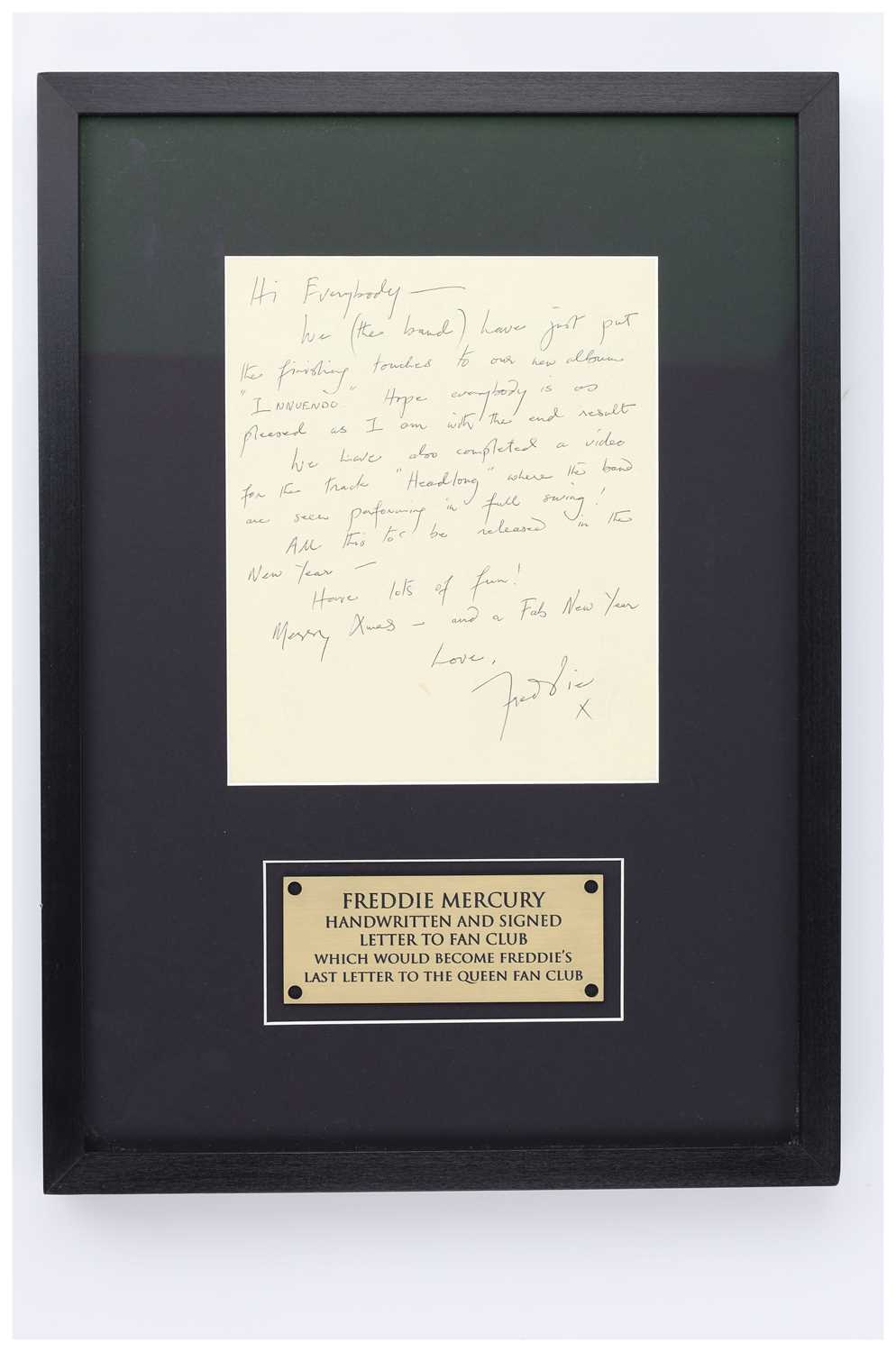 Freddie Mercury Handwritten and Signed Letter